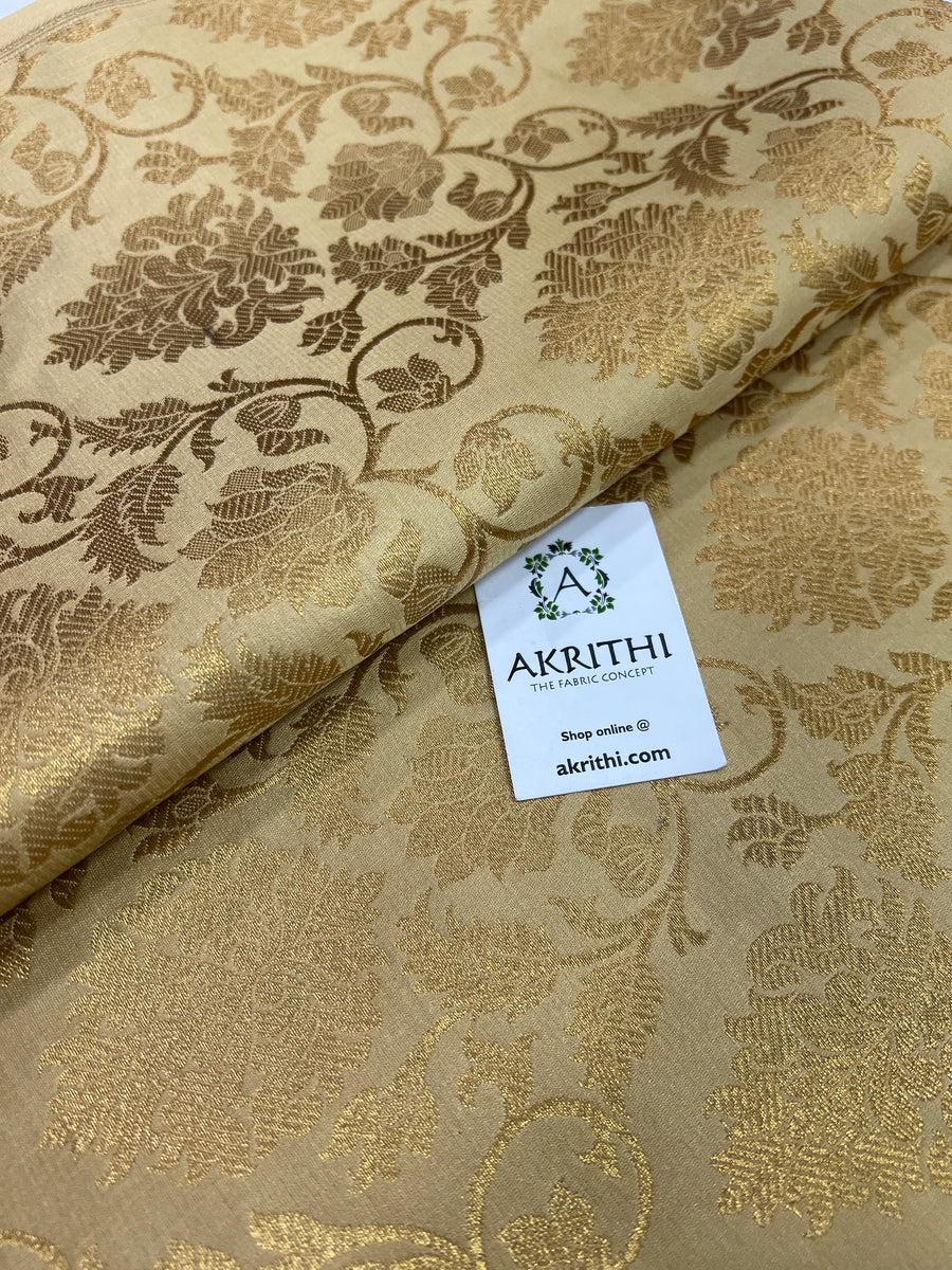 Banarasi brocade fabric beige 80 cms cut