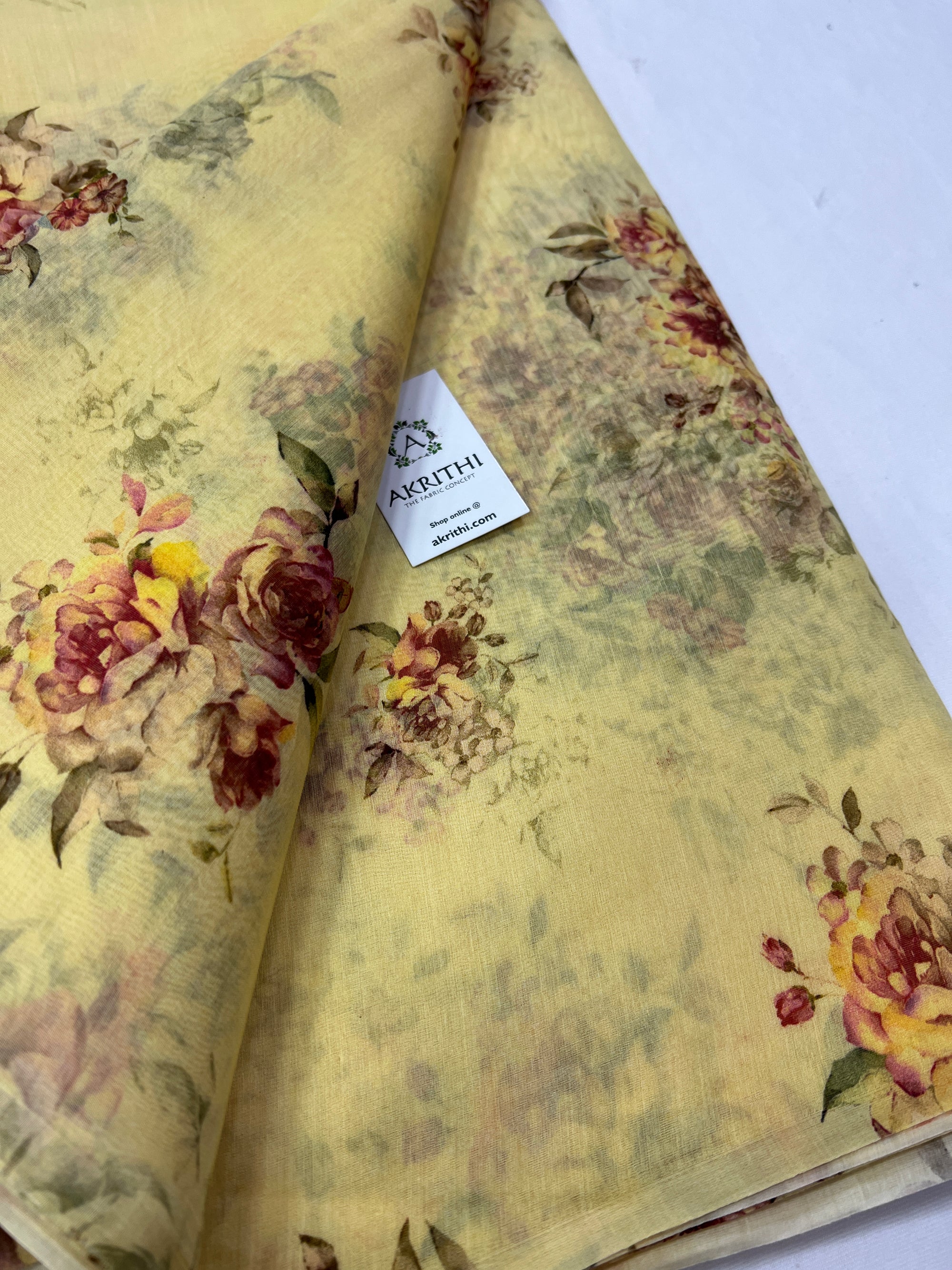 Floral Printed Pure silk cotton fabric