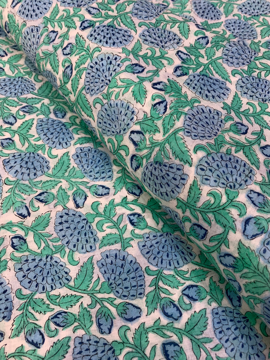 Hand Block Printed pure mul cotton fabric