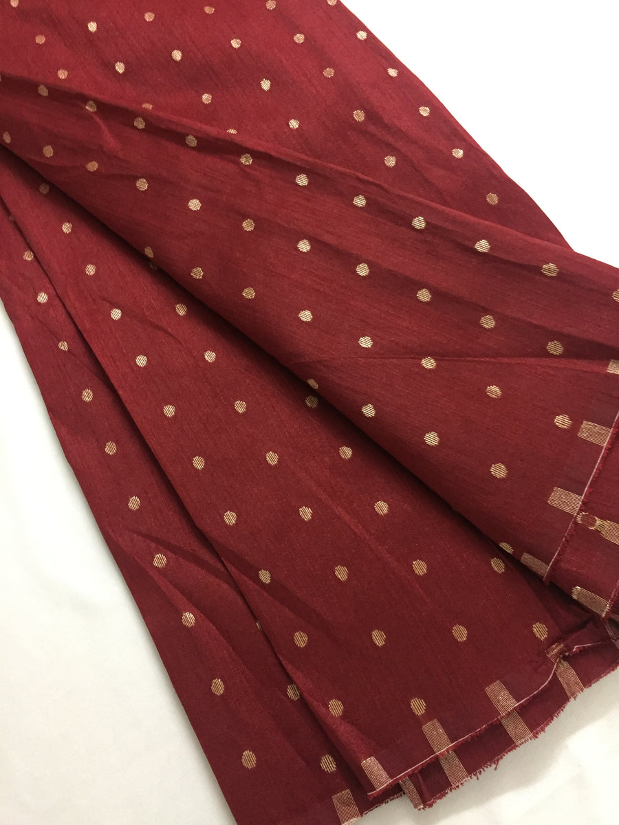 Butti woven semi raw silk fabric