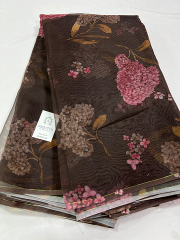 Digital floral Printed organza fabric