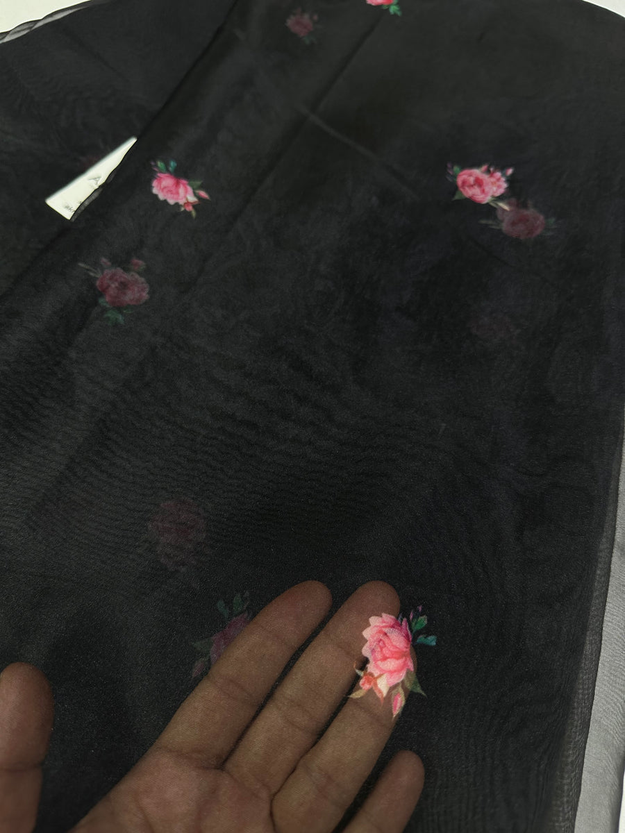 Floral printed organza fabric