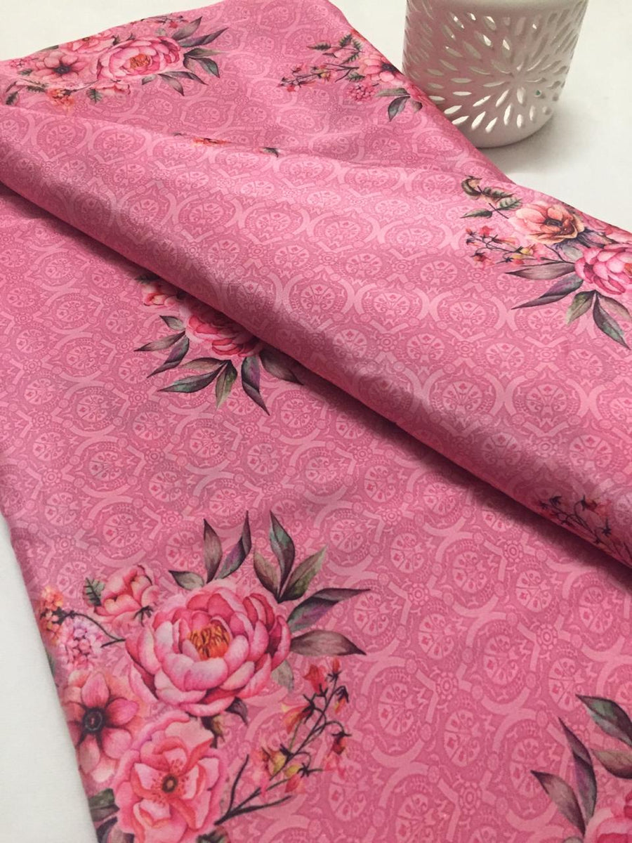 Digital floral printed crepe fabric