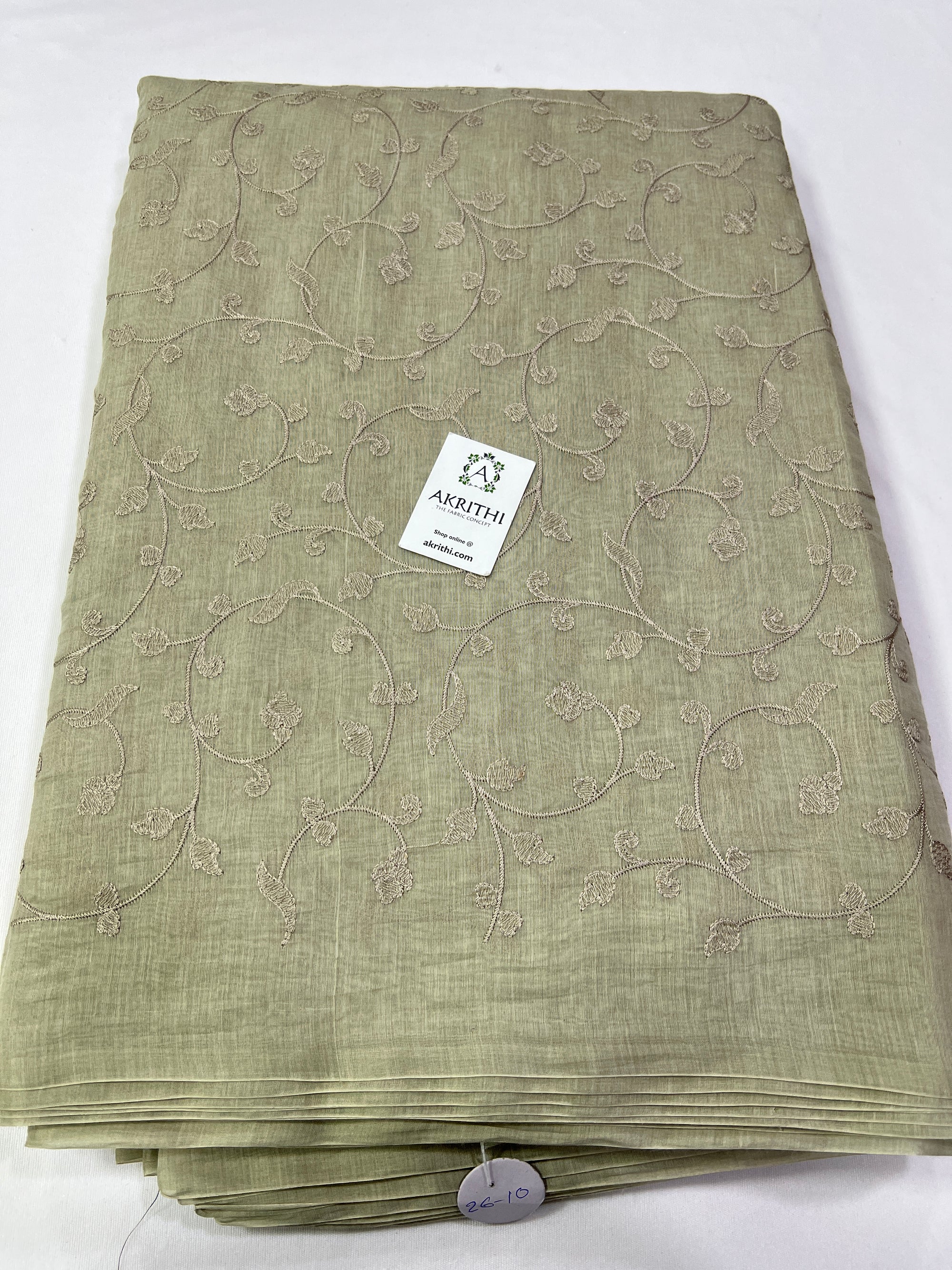 HANDLOOM MUL CHANDERI EMBROIDERED FABRIC