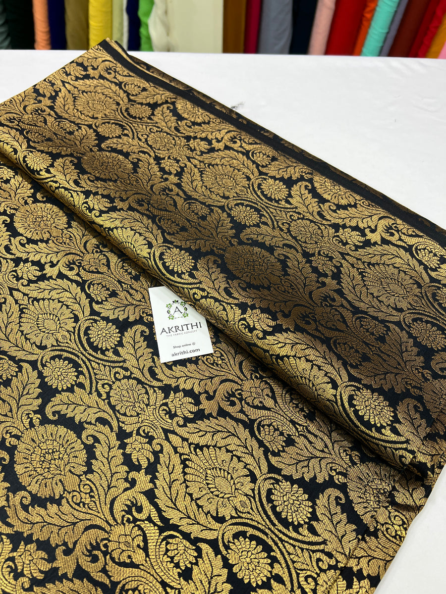 Handloom Banarasi brocade fabric black colour