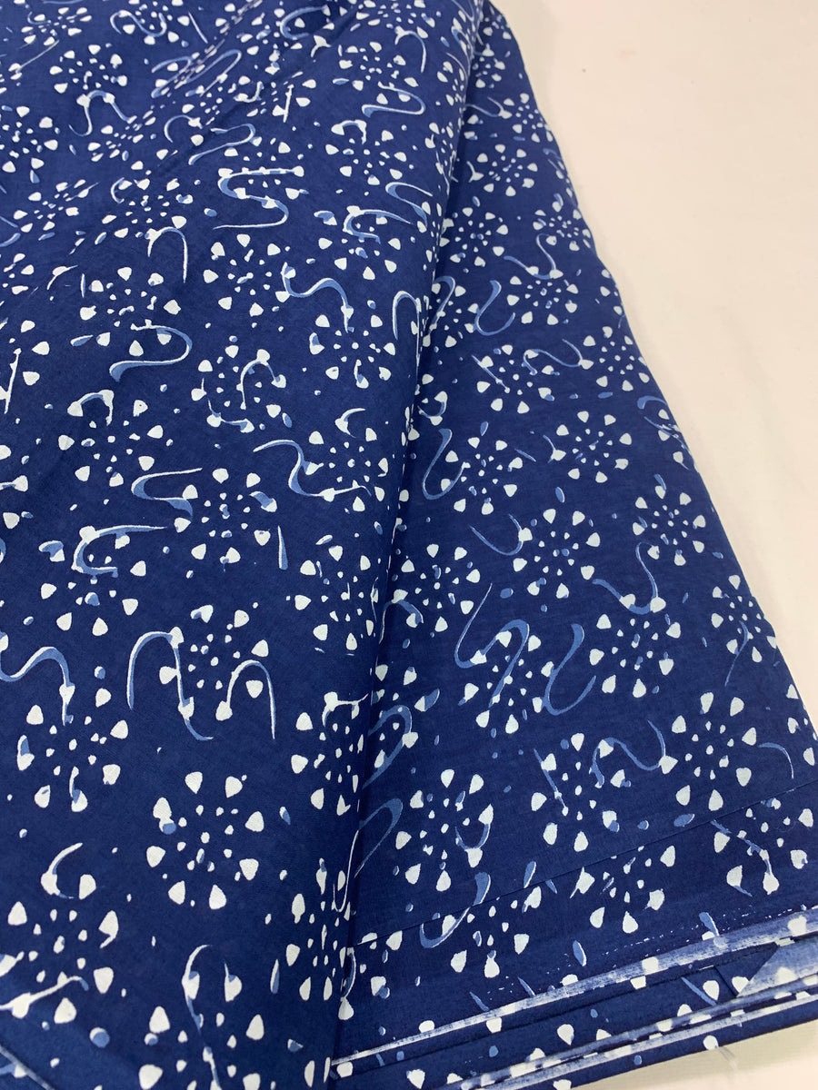 Printed indigo pure cotton fabric