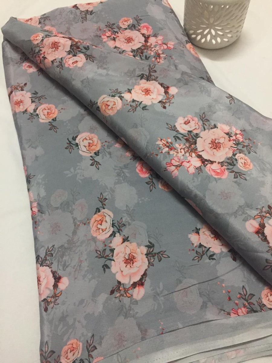 Digital floral printed crepe fabric 70 cms cut