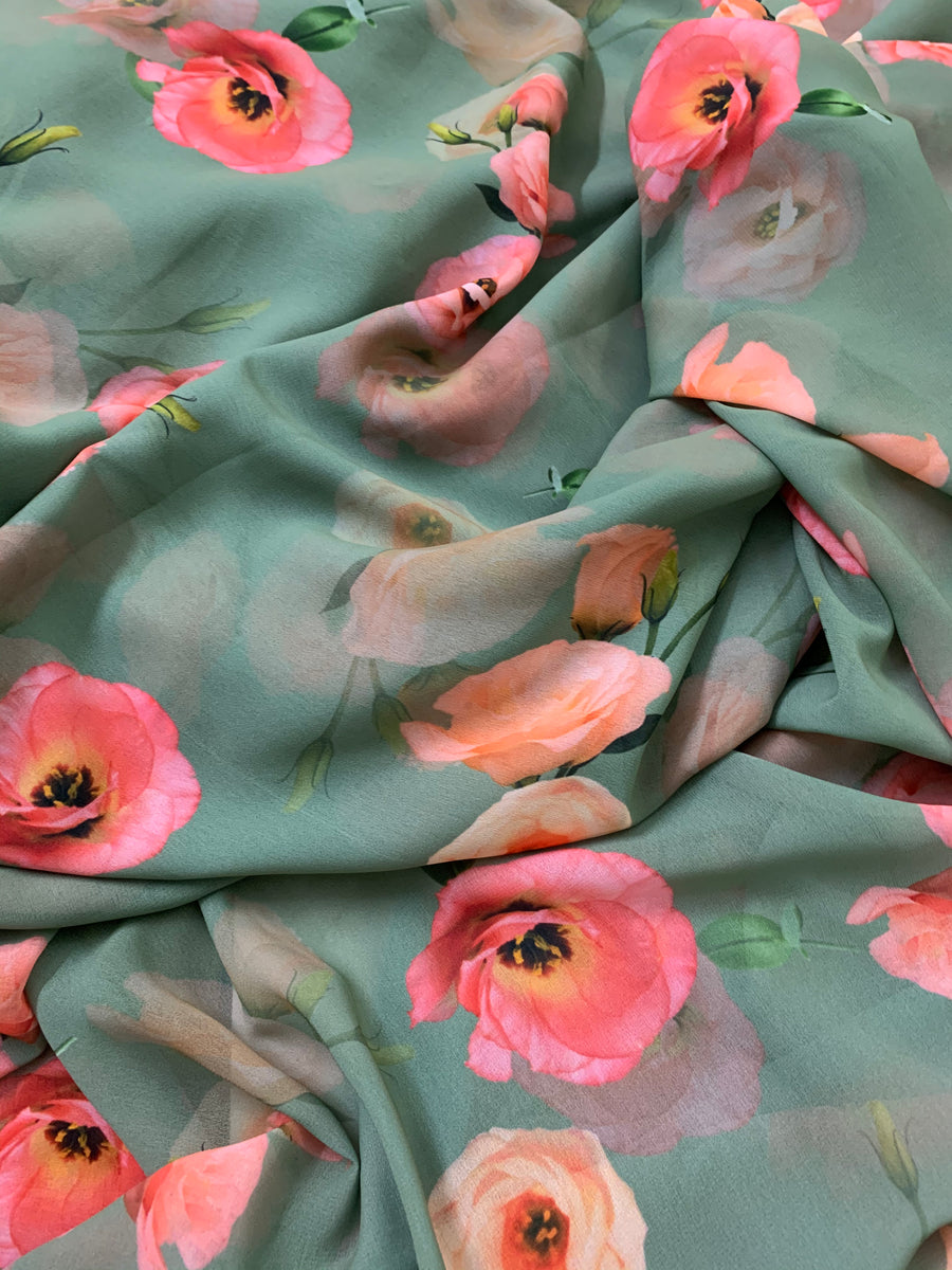 Digital floral Printed georgette fabric