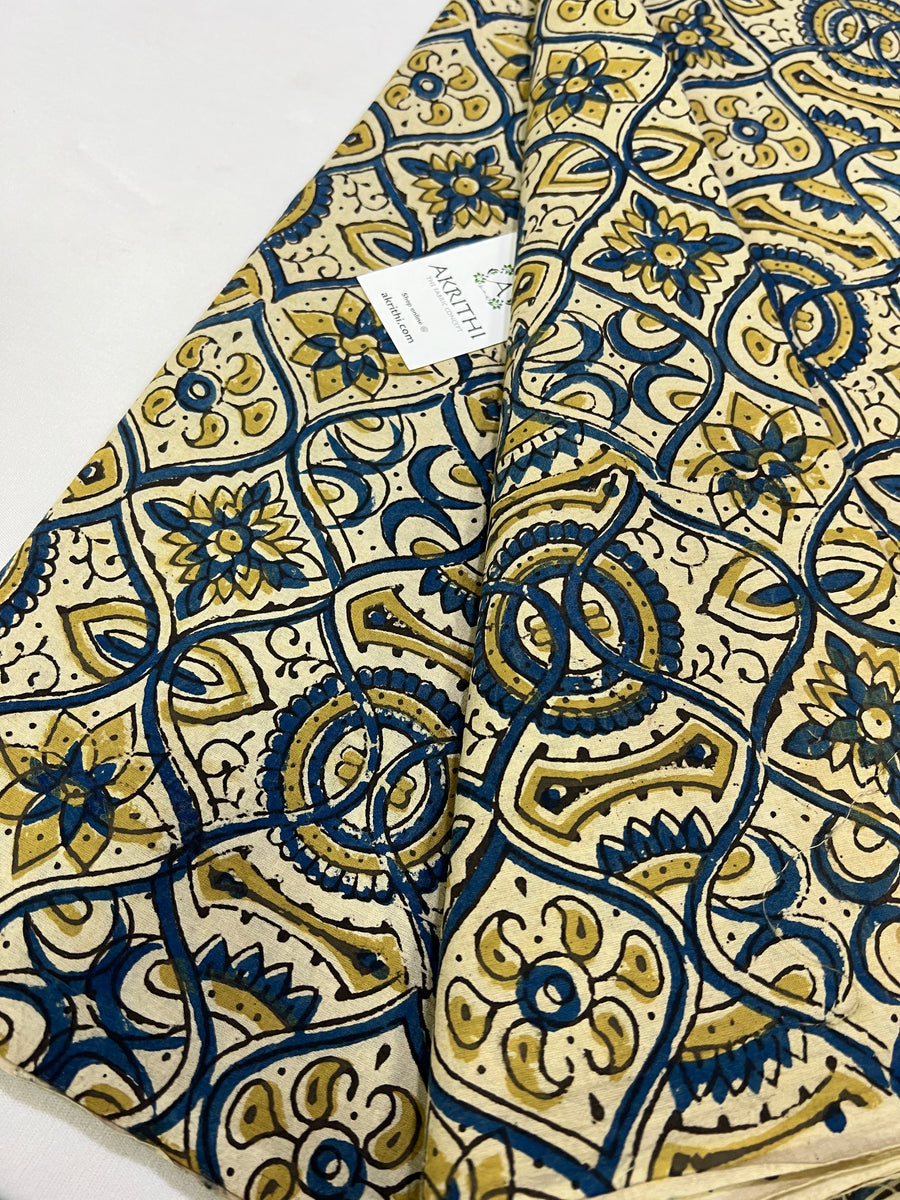 Hand block Printed ajrakh pure cotton fabric