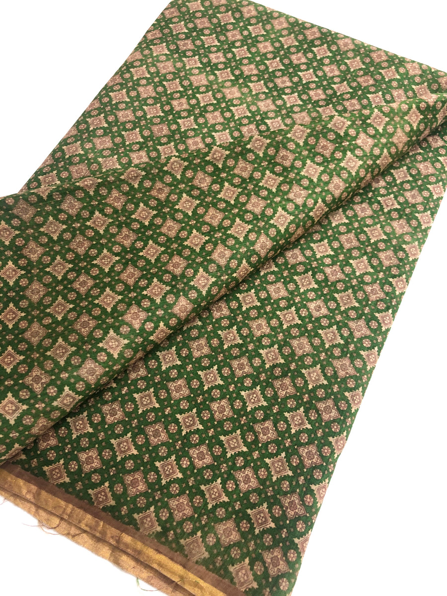 Printed handloom pure munga silk saree