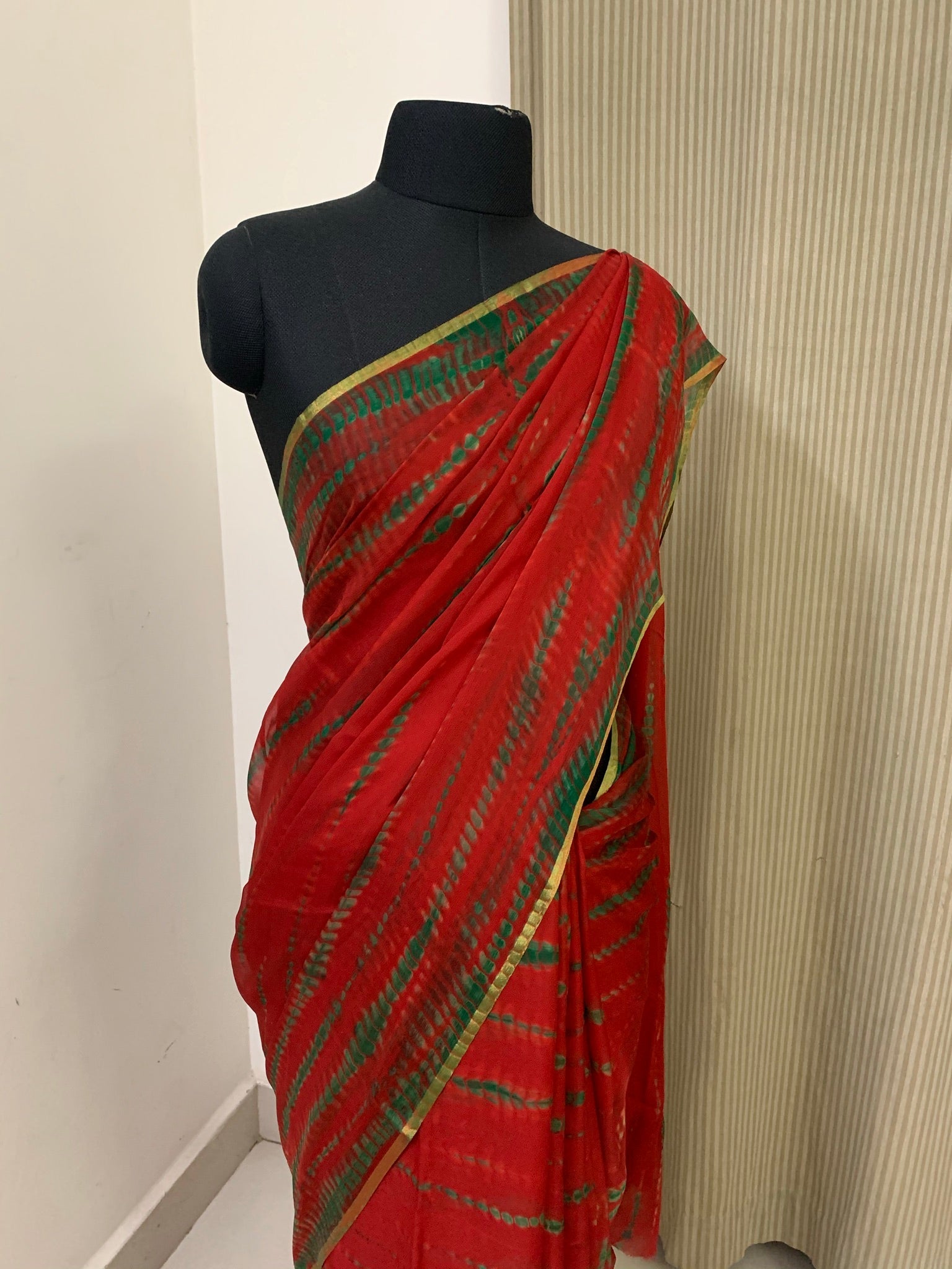 PURE CHIFFON SHIBORI TIE AND DYE SAREE