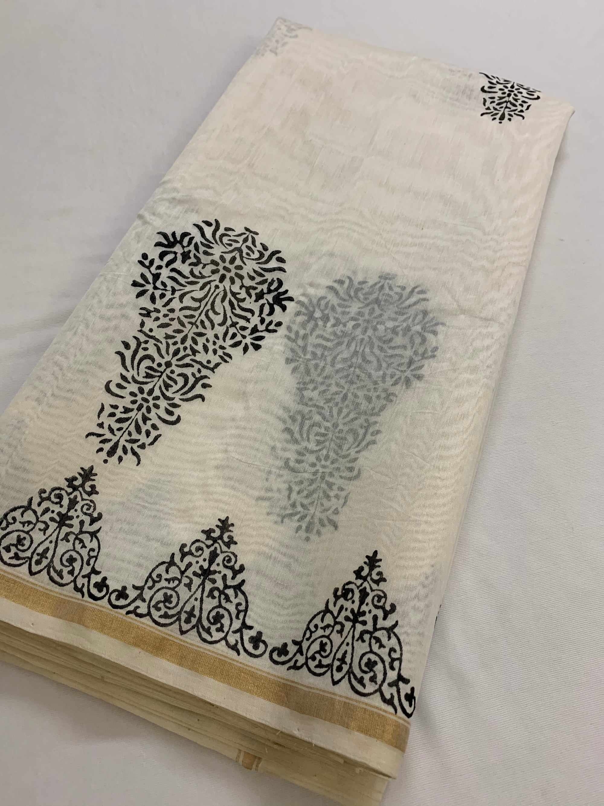 Block printed Pure chanderi saree