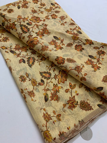 Handloom Printed pure linen silk fabric