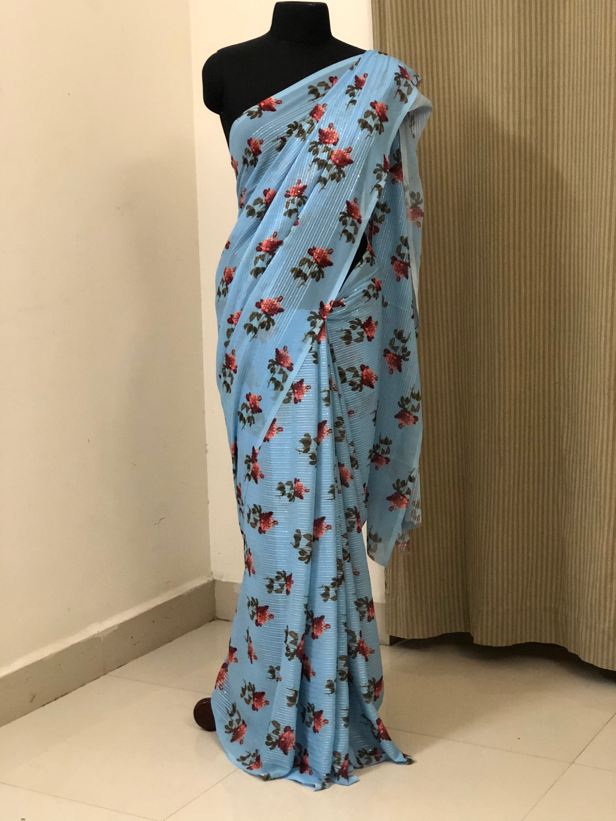 Embroidery on georgette saree