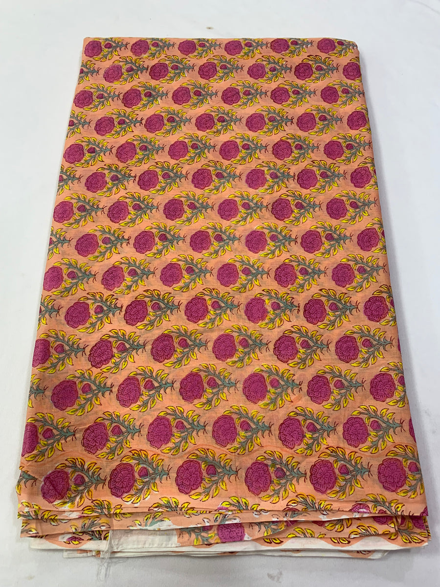 Hand Block Printed pure mul cotton fabric