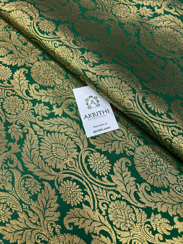 Handloom Banarasi brocade fabric green colour