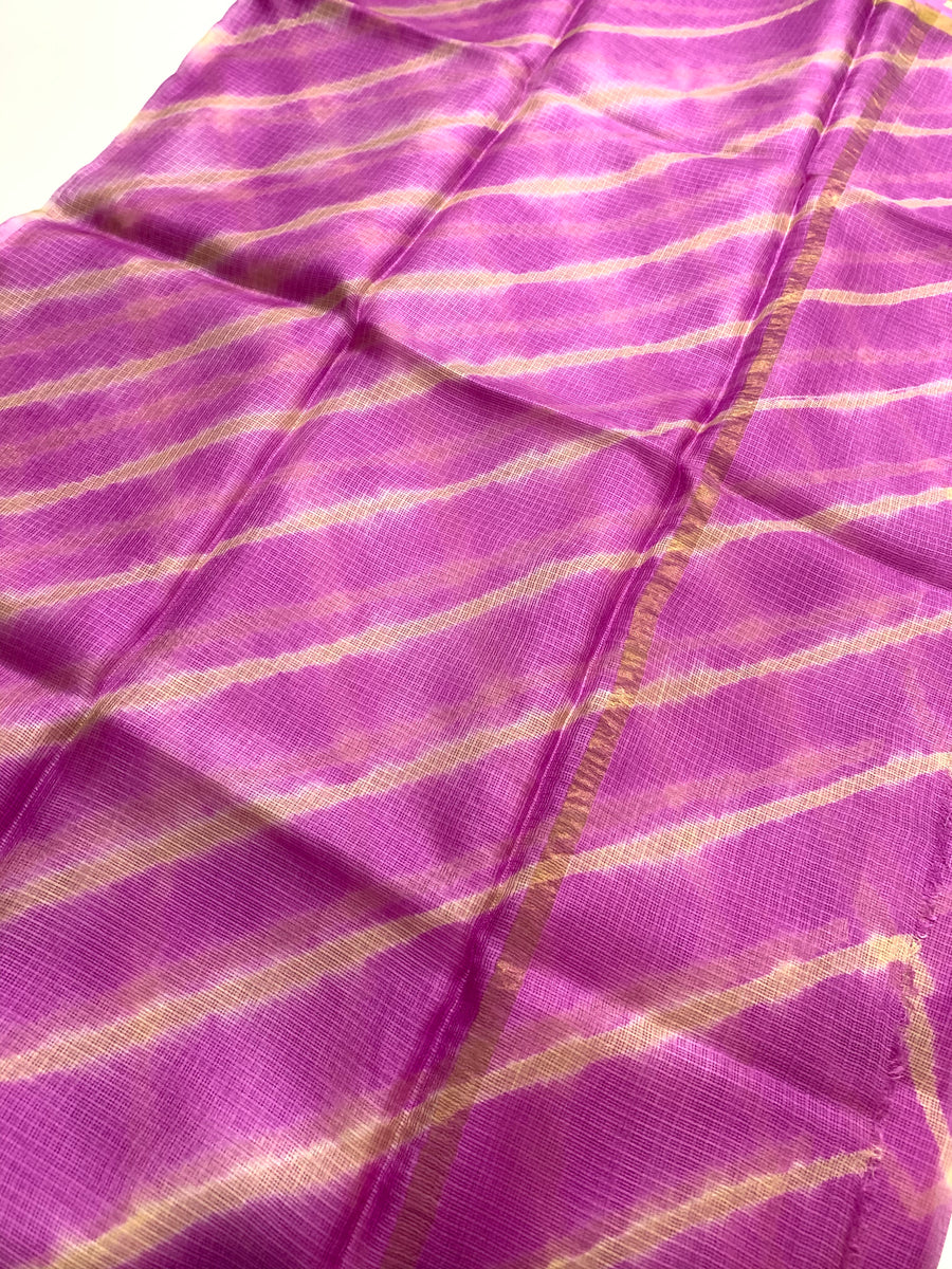 Leheriya lavender colour pure kota silk saree