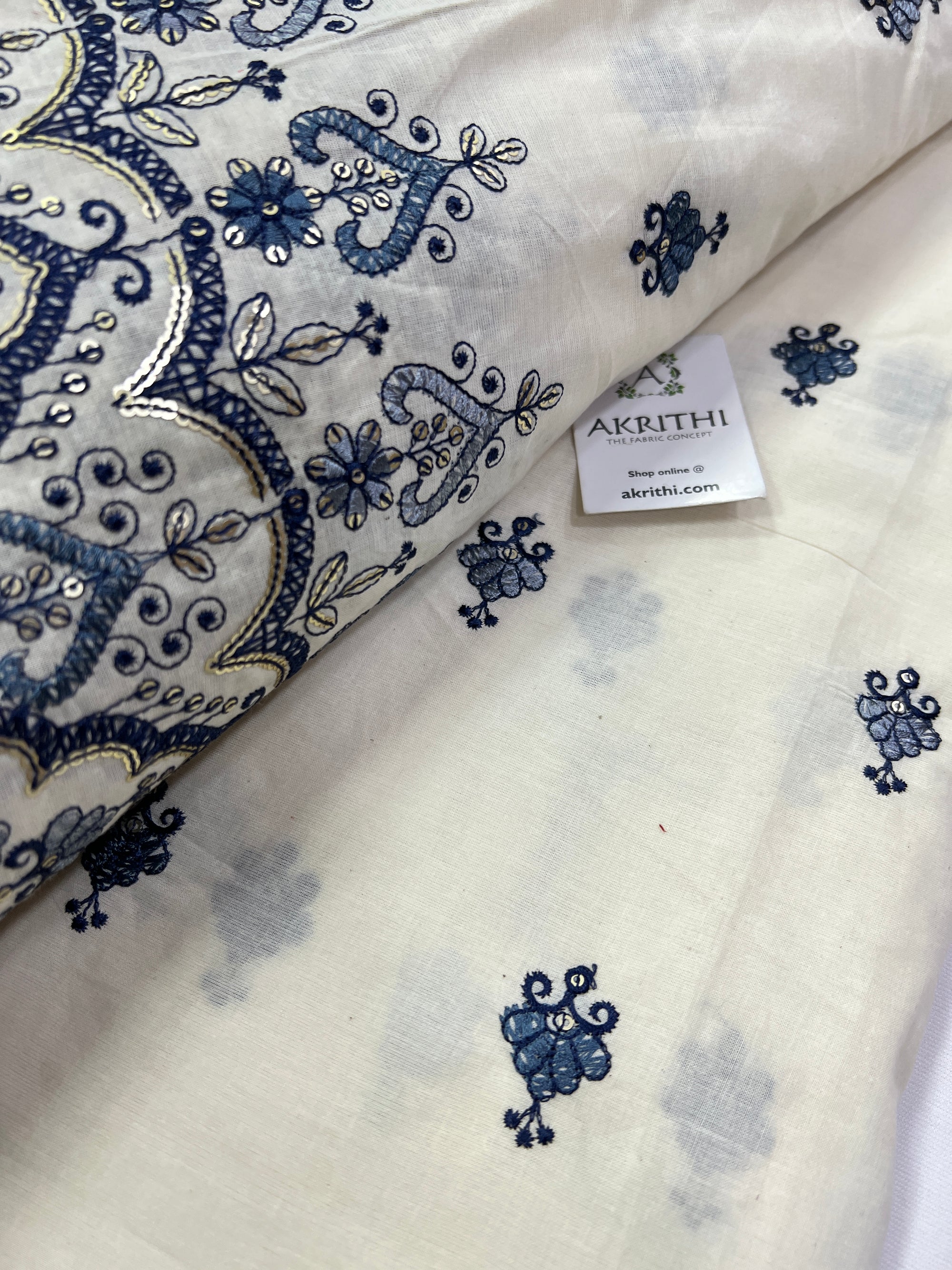 Pure Cotton embroidered fabric