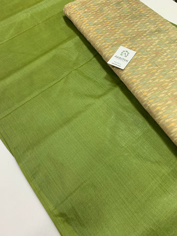 Pure tussar silk saree with pure silk ikat blouse