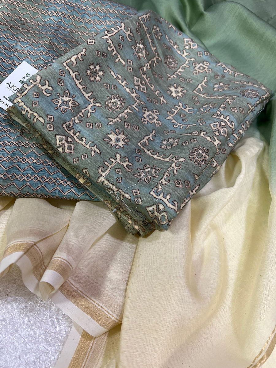 Printed silk salwar suit with chanderi dupatta