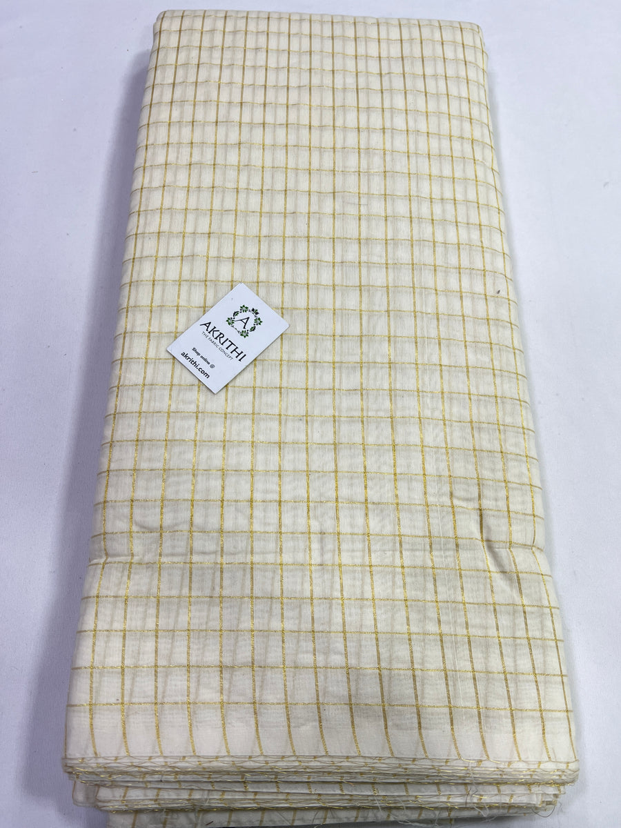 Dyeable Silk cotton with zari checks fabric
