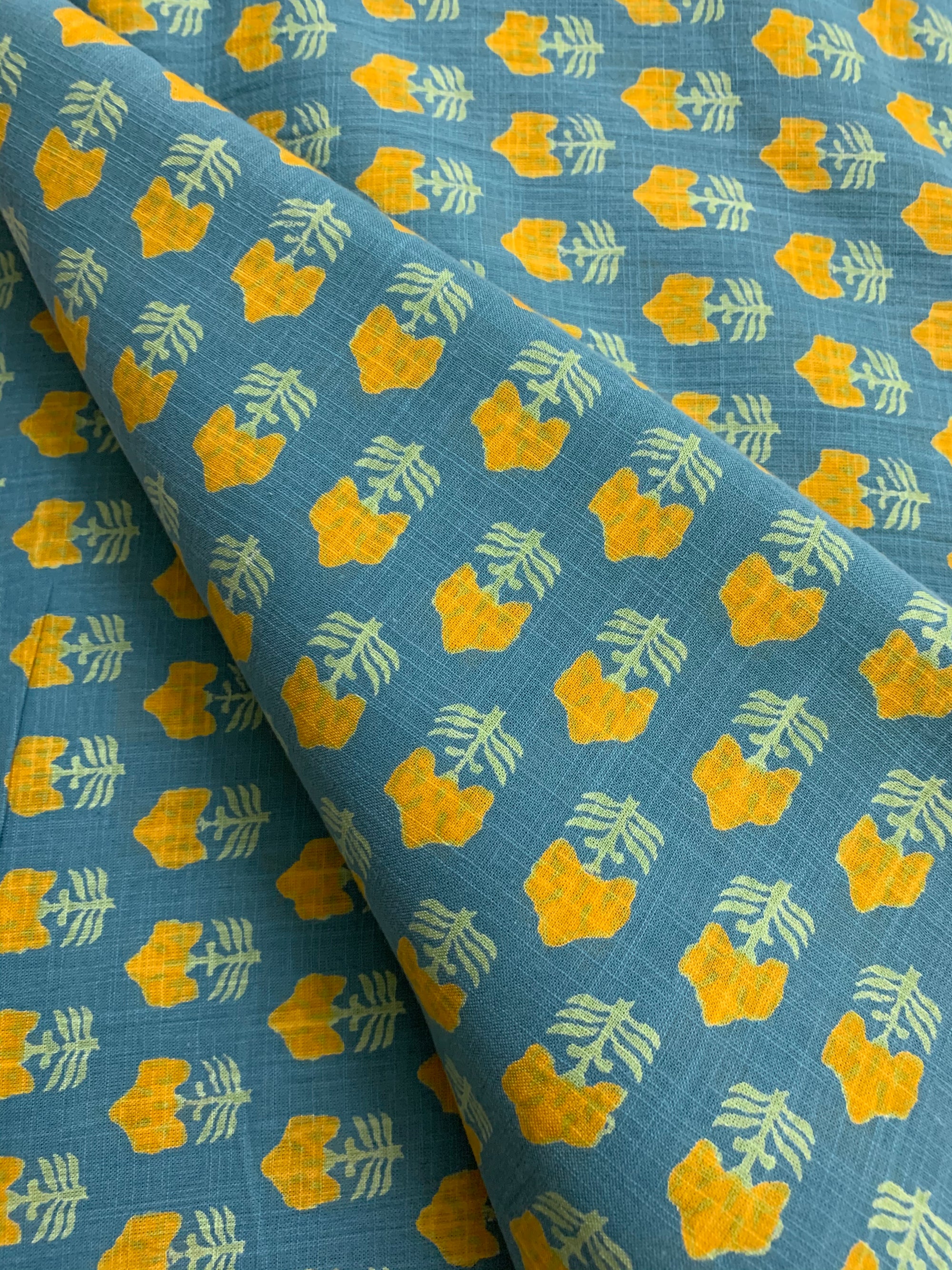 Printed pure slub cotton fabric