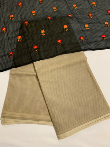 Kota doriya saree with embroidered blouse