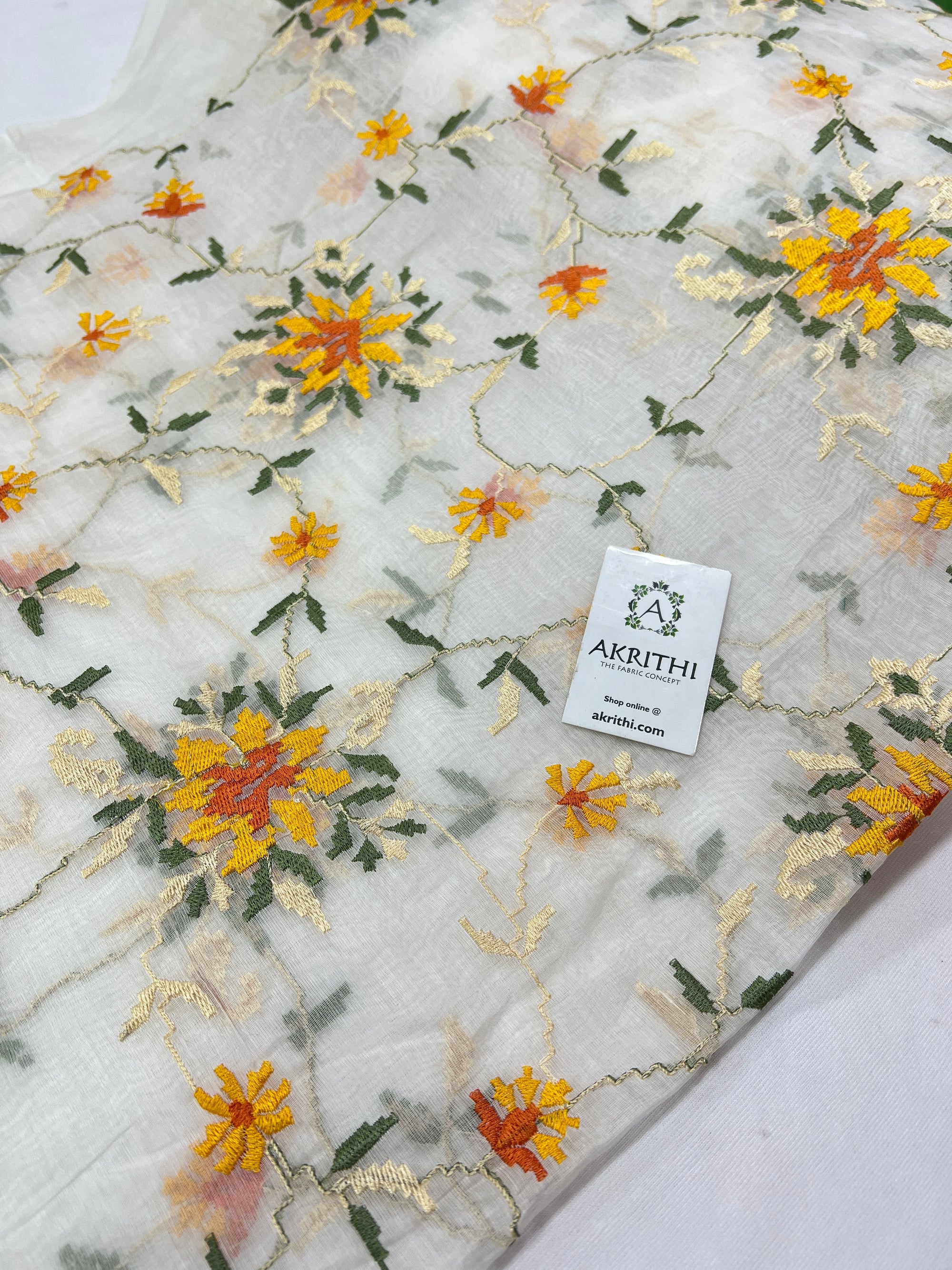 HANDLOOM MUL CHANDERI EMBROIDERED FABRIC