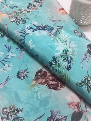 Digital floral printed crepe fabric