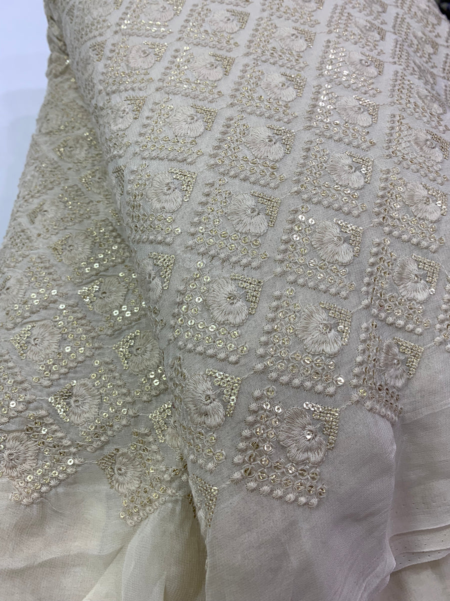 Embroidery on pure georgette fabric