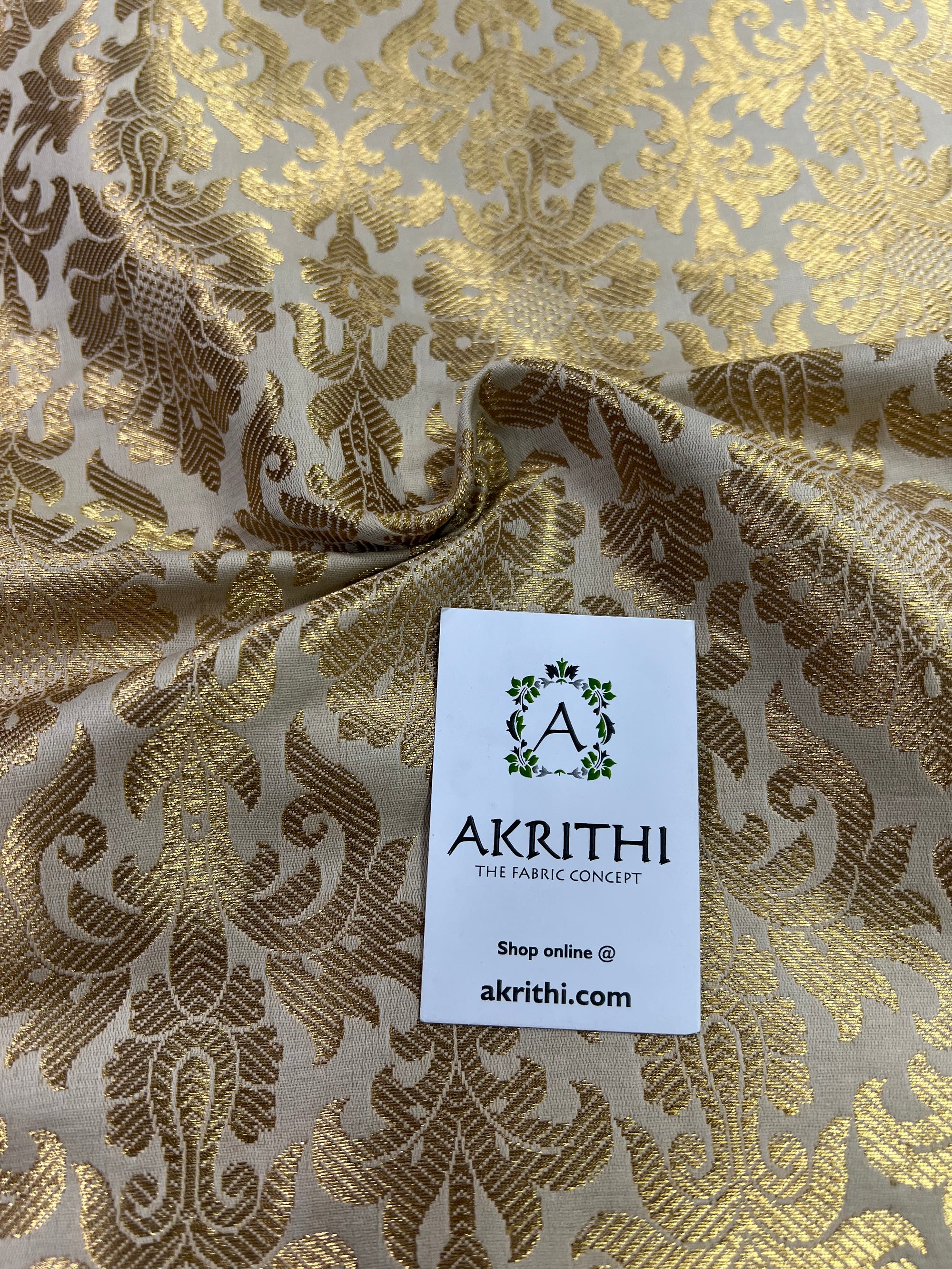Banarasi brocade fabric beige