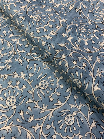 Hand Block Printed pure mul cotton fabric