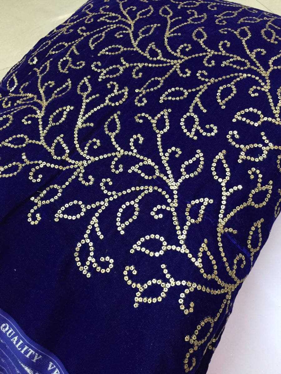 Embroidery on velvet fabric 80 cms cut