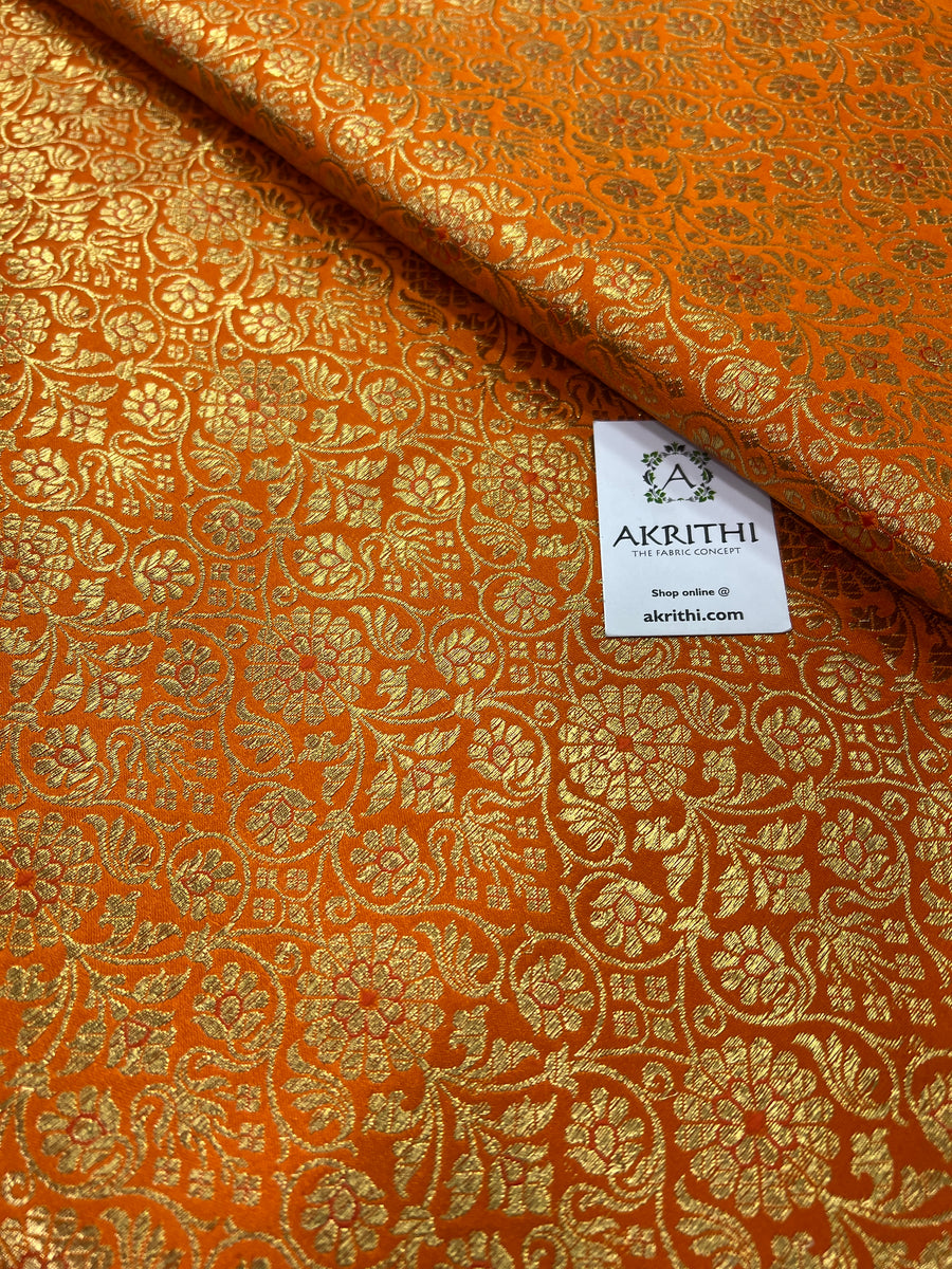 Banarasi brocade fabric orange