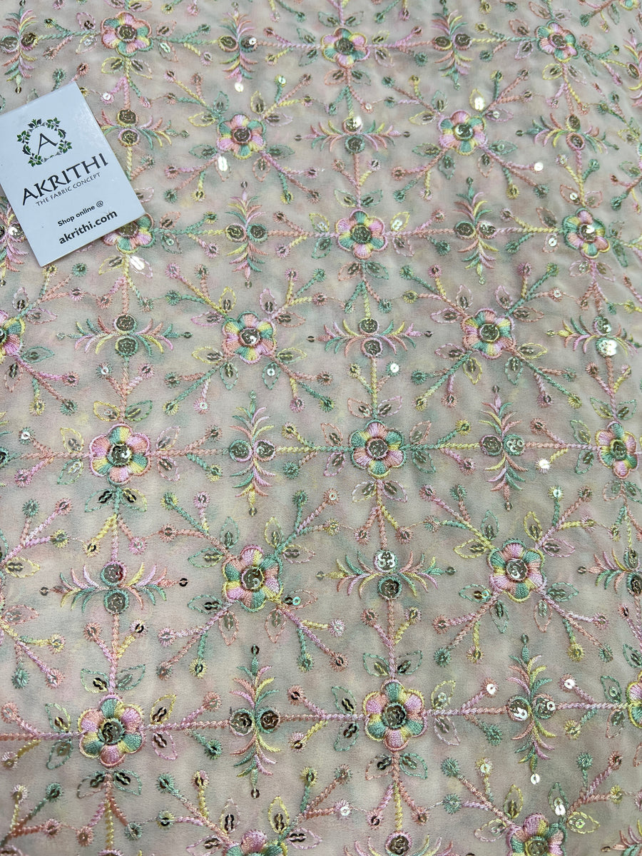 Embroidery on georgette fabric 1.4 metres cut