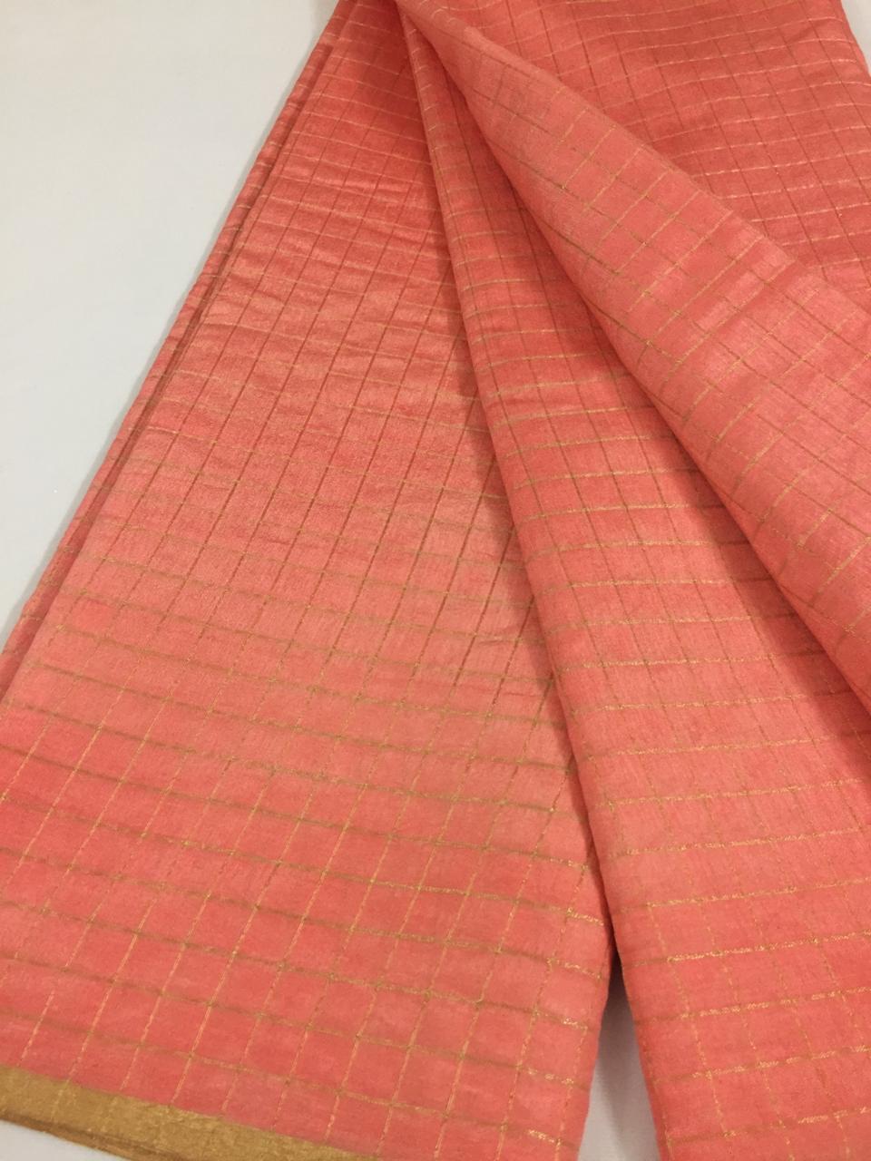 Silk cotton zari checks saree