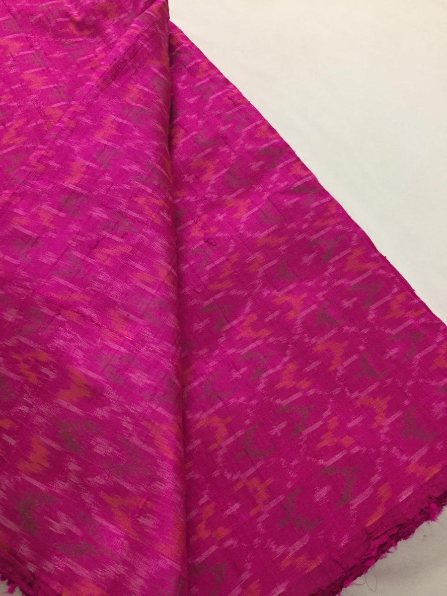 Handloom Ikat pure dupion raw silk kurta fabric