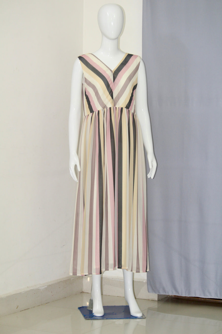 Striped georgette dress