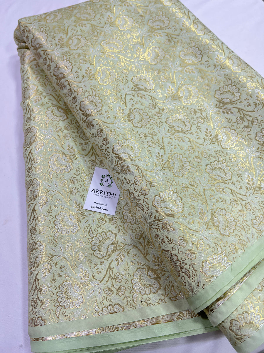 Banarasi brocade fabric green