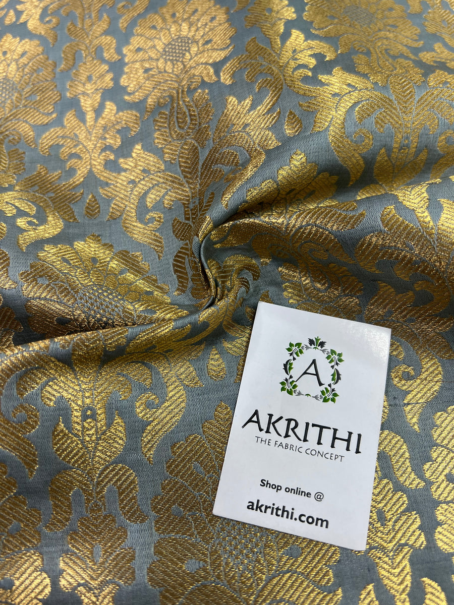 Banarasi brocade fabric grey