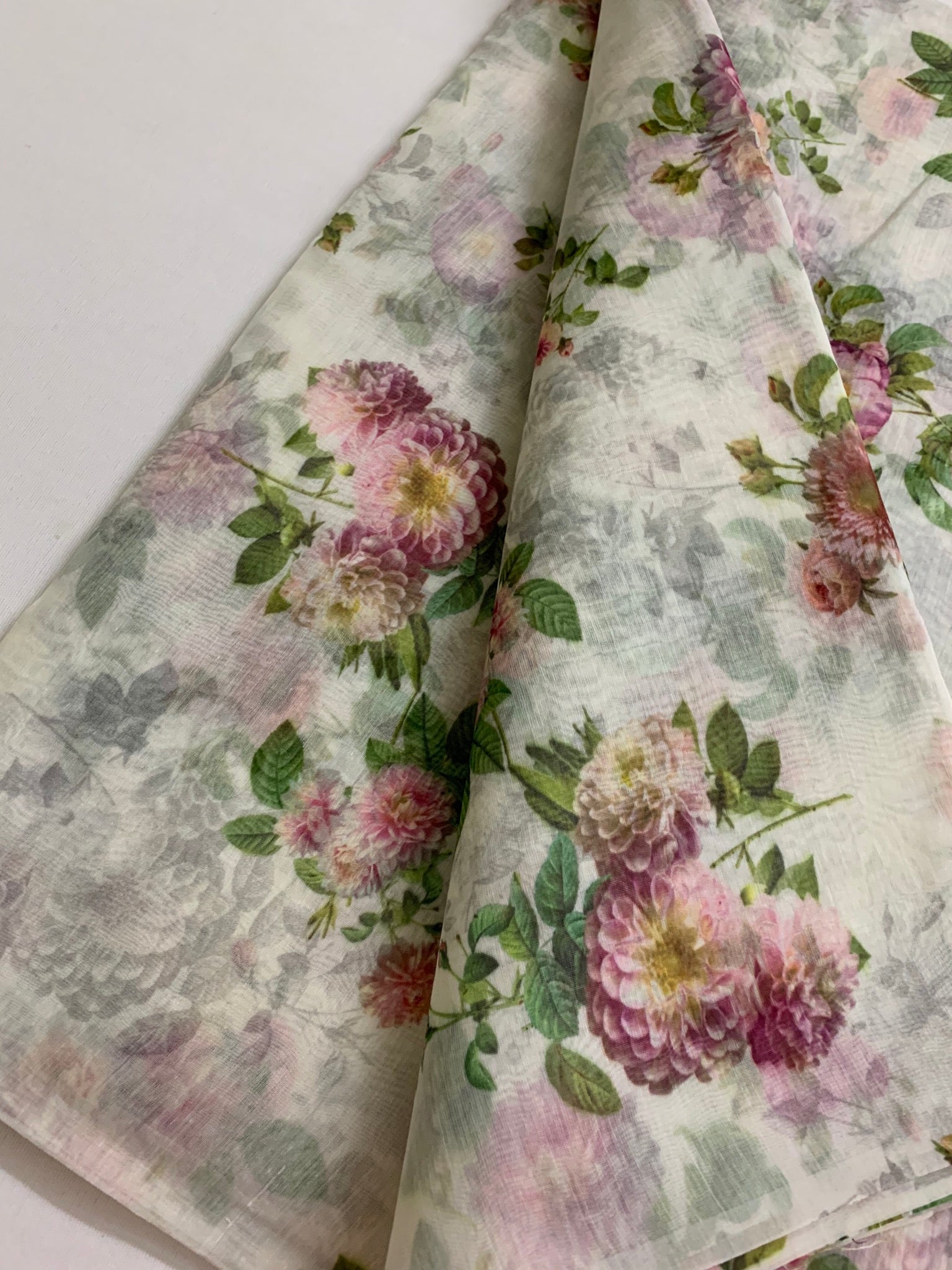 Floral Printed Pure silk cotton fabric