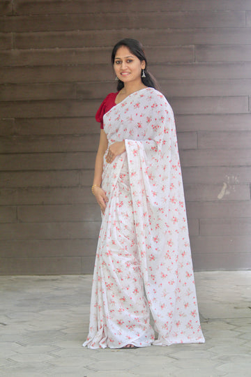 Digital floral printed georgette saree