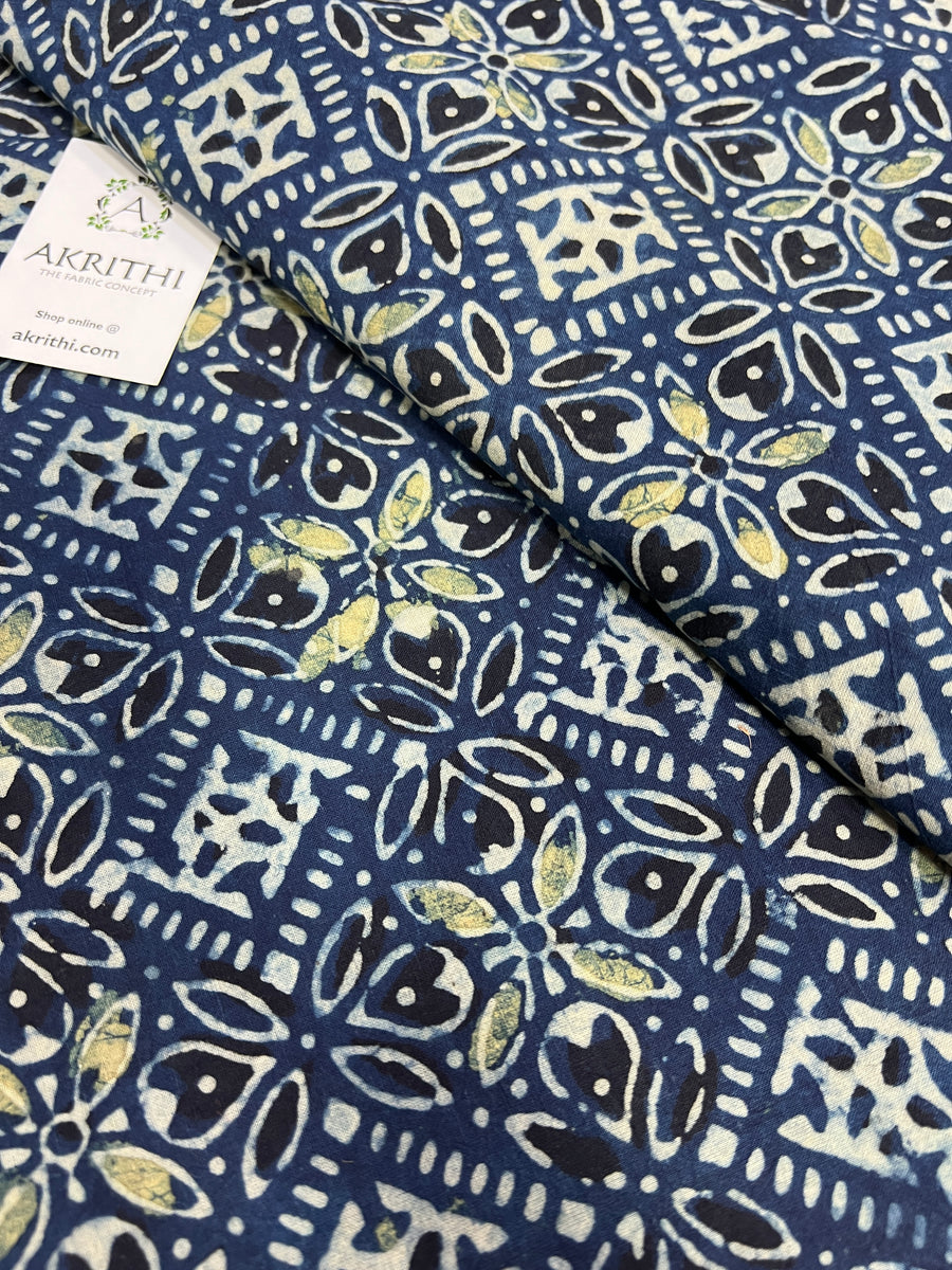 Hand block Printed ajrakh pure cotton fabric