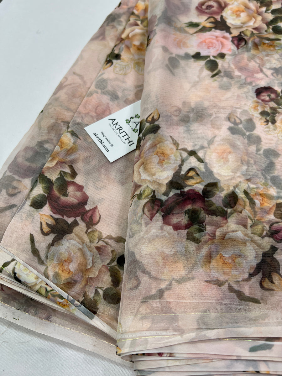 Digital floral Printed organza fabric