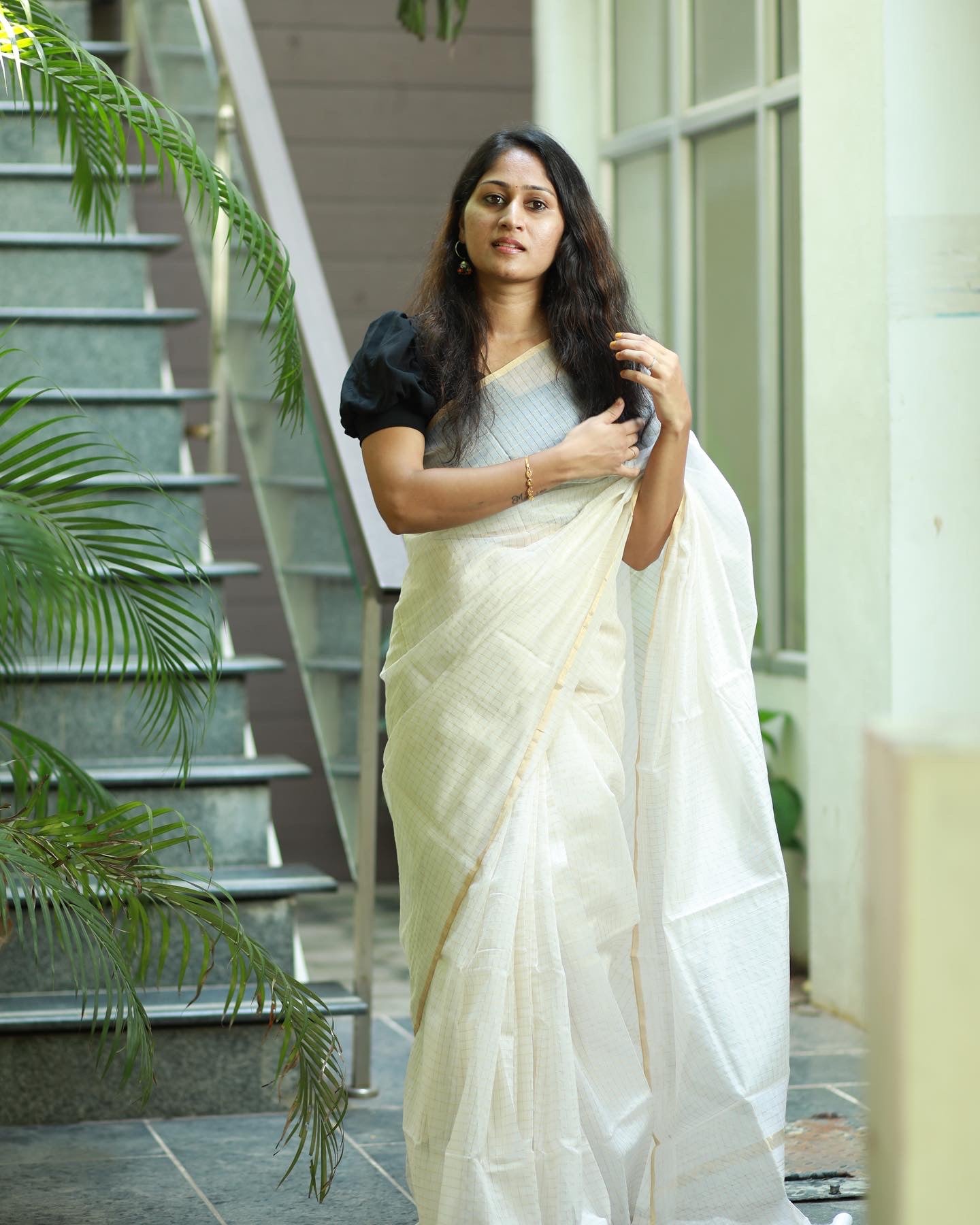 Pure chanderi checks saree