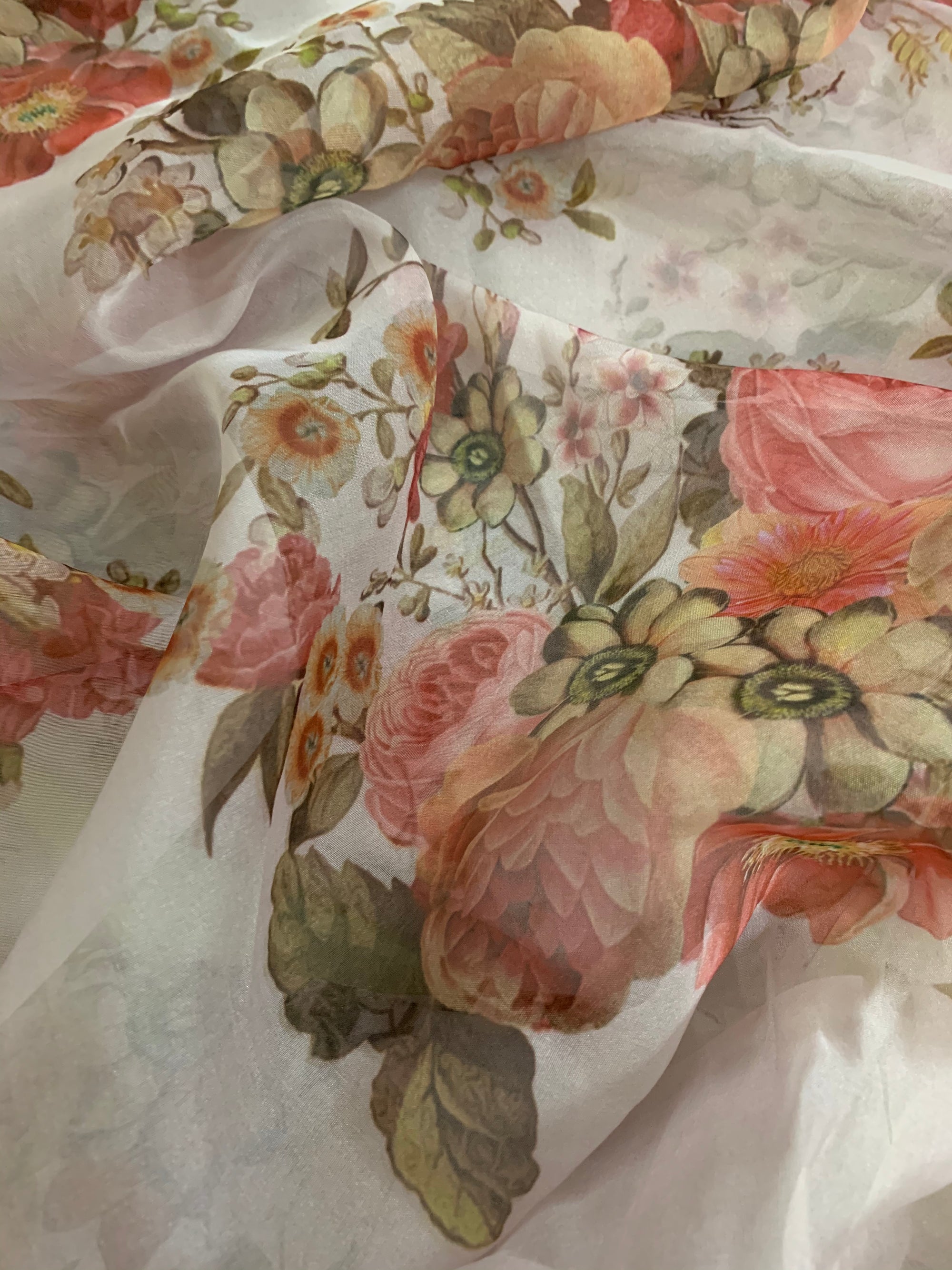 Digital floral Printed organza fabric