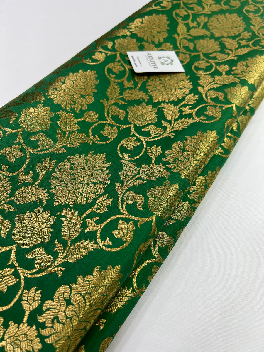 Banarasi brocade fabric green