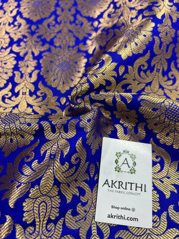 Banarasi brocade fabric royal blue