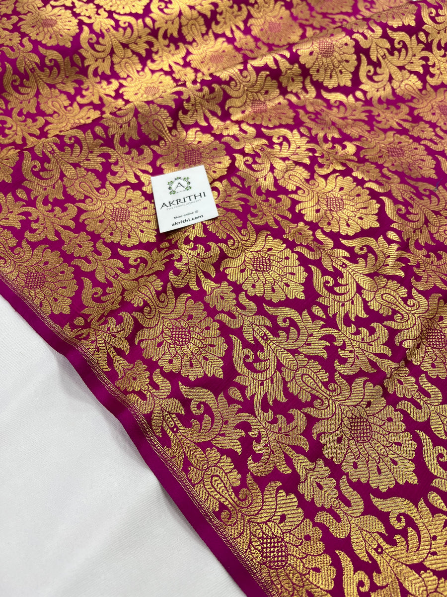 Banarasi brocade fabric magenta pink