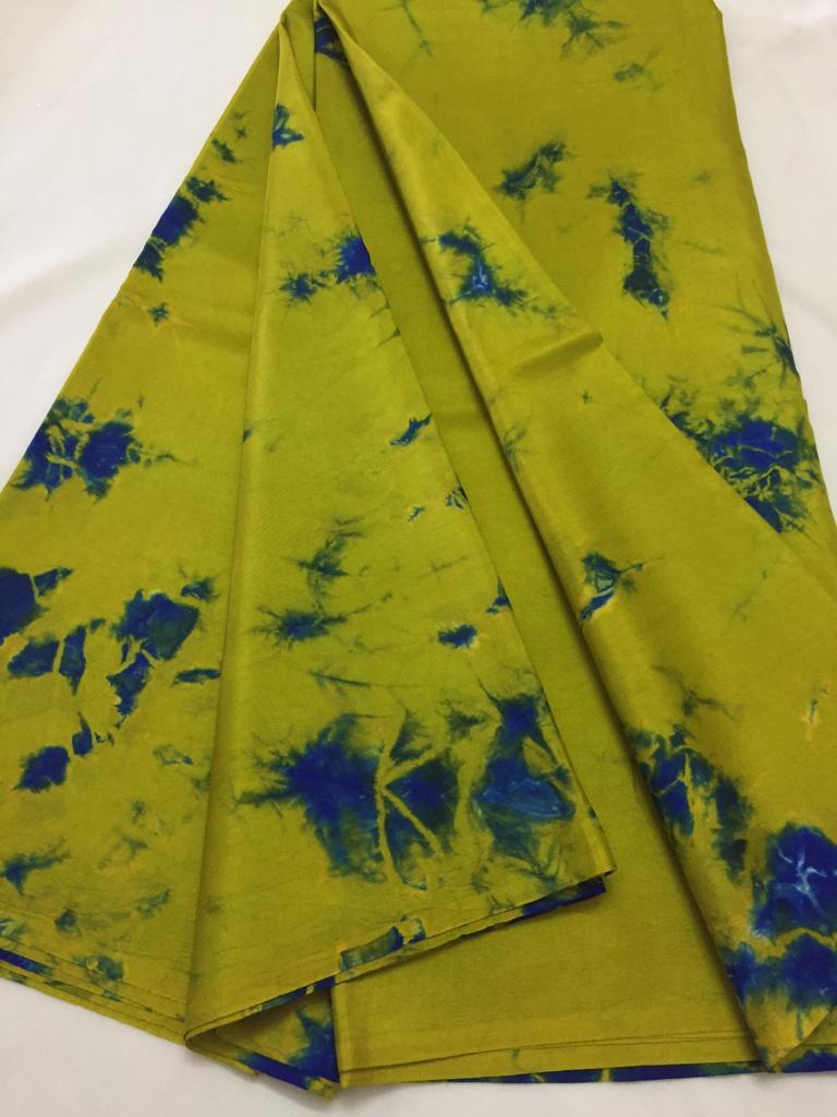 Shibori tie and dye pure soft silk fabric